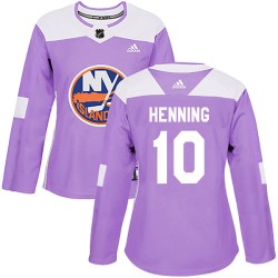 Lorne Henning New York Islanders Women's Adidas Authentic Purple Fights Cancer Practice Jersey