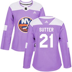 Brent Sutter New York Islanders Women's Adidas Authentic Purple Fights Cancer Practice Jersey