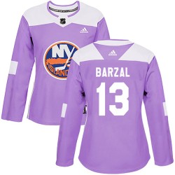 Mathew Barzal New York Islanders Women's Adidas Authentic Purple Fights Cancer Practice Jersey