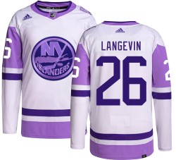 Dave Langevin New York Islanders Men's Adidas Authentic Hockey Fights Cancer Jersey