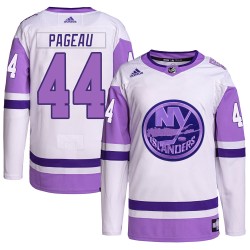 Jean-Gabriel Pageau New York Islanders Men's Adidas Authentic White/Purple Hockey Fights Cancer Primegreen Jersey
