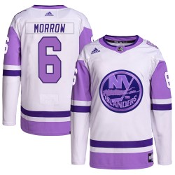 Ken Morrow New York Islanders Youth Adidas Authentic White/Purple Hockey Fights Cancer Primegreen Jersey