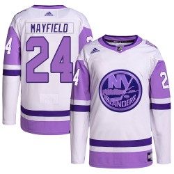 Scott Mayfield New York Islanders Men's Adidas Authentic White/Purple Hockey Fights Cancer Primegreen Jersey
