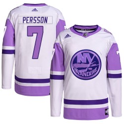 Stefan Persson New York Islanders Youth Adidas Authentic White/Purple Hockey Fights Cancer Primegreen Jersey