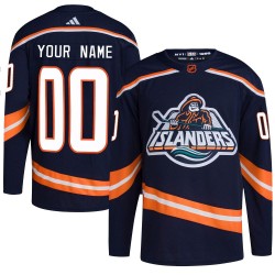 Custom New York Islanders Men's Adidas Authentic Navy Reverse Retro 2.0 Jersey