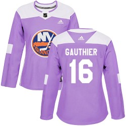 Julien Gauthier New York Islanders Women's Adidas Authentic Purple Fights Cancer Practice Jersey