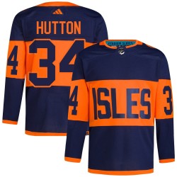 Grant Hutton New York Islanders Men's Adidas Authentic Navy 2024 Stadium Series Primegreen Jersey