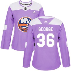 Isaiah George New York Islanders Women's Adidas Authentic Purple Fights Cancer Practice Jersey