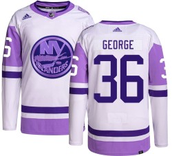 Isaiah George New York Islanders Youth Adidas Authentic Hockey Fights Cancer Jersey