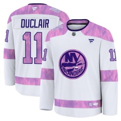 Anthony Duclair New York Islanders Youth Fanatics Premium White 2024 Hockey Fights Cancer Practice Jersey
