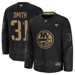 Billy Smith New York Islanders Men's Fanatics Premium Black 2024 Military Appreciation Practice Jersey