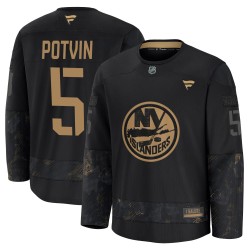Denis Potvin New York Islanders Youth Fanatics Premium Black 2024 Military Appreciation Practice Jersey