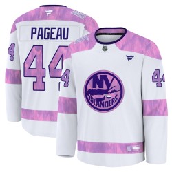 Jean-Gabriel Pageau New York Islanders Youth Fanatics Premium White 2024 Hockey Fights Cancer Practice Jersey