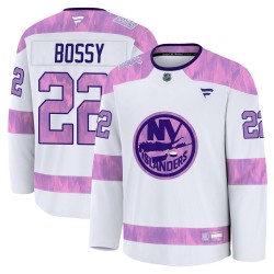 Mike Bossy New York Islanders Youth Fanatics Premium White 2024 Hockey Fights Cancer Practice Jersey