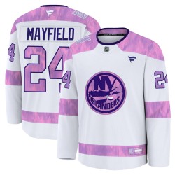 Scott Mayfield New York Islanders Men's Fanatics Premium White 2024 Hockey Fights Cancer Practice Jersey