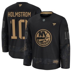 Simon Holmstrom New York Islanders Men's Fanatics Premium Black 2024 Military Appreciation Practice Jersey