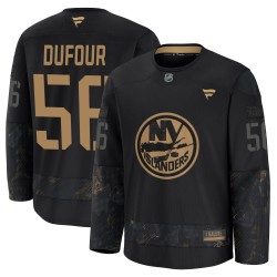 William Dufour New York Islanders Youth Fanatics Premium Black 2024 Military Appreciation Practice Jersey