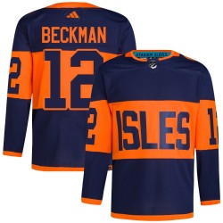 Adam Beckman New York Islanders Men's Adidas Authentic Navy 2024 Stadium Series Primegreen Jersey