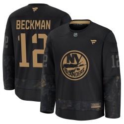 Adam Beckman New York Islanders Men's Fanatics Premium Black 2024 Military Appreciation Practice Jersey