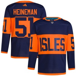 Emil Heineman New York Islanders Men's Adidas Authentic Navy 2024 Stadium Series Primegreen Jersey