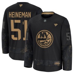 Emil Heineman New York Islanders Youth Fanatics Premium Black 2024 Military Appreciation Practice Jersey