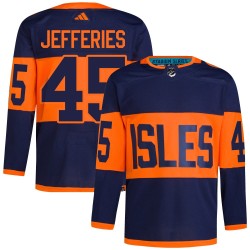 Alex Jefferies New York Islanders Men's Adidas Authentic Navy 2024 Stadium Series Primegreen Jersey