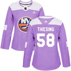 Camden Thiesing New York Islanders Women's Adidas Authentic Purple Fights Cancer Practice Jersey
