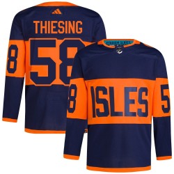 Camden Thiesing New York Islanders Men's Adidas Authentic Navy 2024 Stadium Series Primegreen Jersey