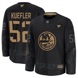 Daylan Kuefler New York Islanders Men's Fanatics Premium Black 2024 Military Appreciation Practice Jersey