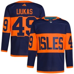 Eetu Liukas New York Islanders Men's Adidas Authentic Navy 2024 Stadium Series Primegreen Jersey
