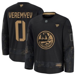 Gleb Veremyev New York Islanders Men's Fanatics Premium Black 2024 Military Appreciation Practice Jersey