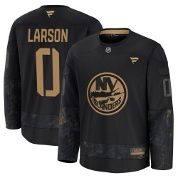 Joey Larson New York Islanders Youth Fanatics Premium Black 2024 Military Appreciation Practice Jersey