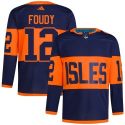 Liam Foudy New York Islanders Men's Adidas Authentic Navy 2024 Stadium Series Primegreen Jersey