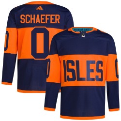 Matthew Schaefer New York Islanders Men's Adidas Authentic Navy 2024 Stadium Series Primegreen Jersey