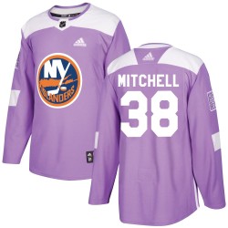 Travis Mitchell New York Islanders Men's Adidas Authentic Purple Fights Cancer Practice Jersey