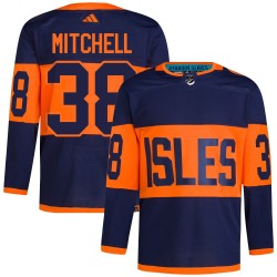Travis Mitchell New York Islanders Men's Adidas Authentic Navy 2024 Stadium Series Primegreen Jersey
