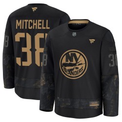 Travis Mitchell New York Islanders Men's Fanatics Premium Black 2024 Military Appreciation Practice Jersey