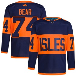 Ethan Bear New York Islanders Men's Adidas Authentic Navy 2024 Stadium Series Primegreen Jersey