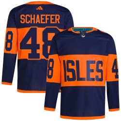 Matthew Schaefer New York Islanders Men's Adidas Authentic Navy 2024 Stadium Series Primegreen Jersey