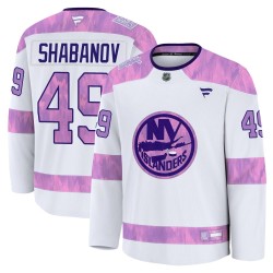 Maxim Shabanov New York Islanders Men's Fanatics Premium White 2024 Hockey Fights Cancer Practice Jersey